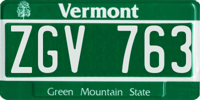 VT license plate ZGV763