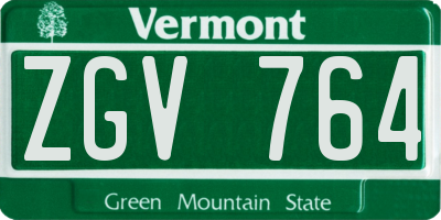 VT license plate ZGV764