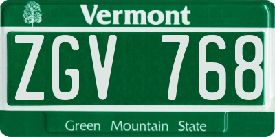 VT license plate ZGV768