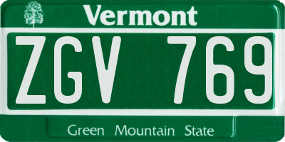 VT license plate ZGV769