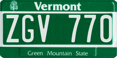 VT license plate ZGV770