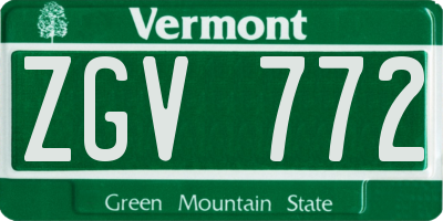 VT license plate ZGV772