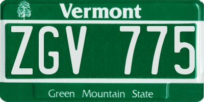 VT license plate ZGV775