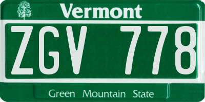 VT license plate ZGV778