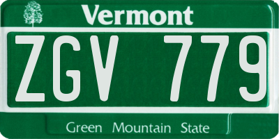 VT license plate ZGV779