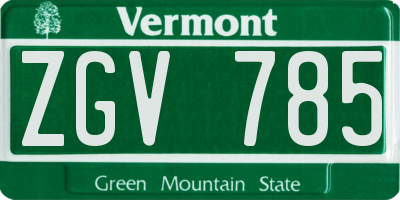 VT license plate ZGV785