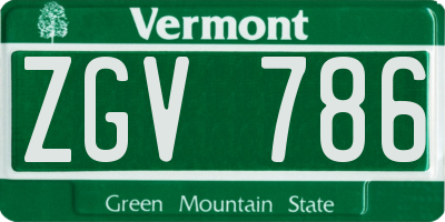 VT license plate ZGV786