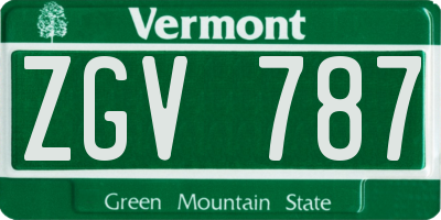 VT license plate ZGV787
