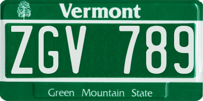 VT license plate ZGV789