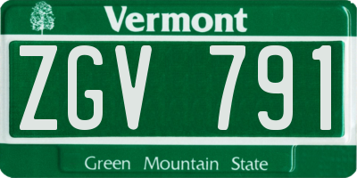 VT license plate ZGV791
