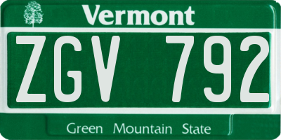VT license plate ZGV792