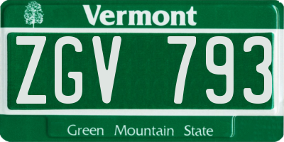 VT license plate ZGV793