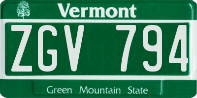 VT license plate ZGV794