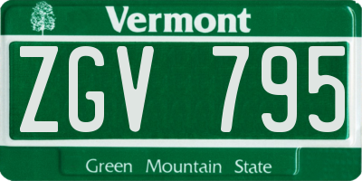 VT license plate ZGV795