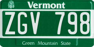 VT license plate ZGV798