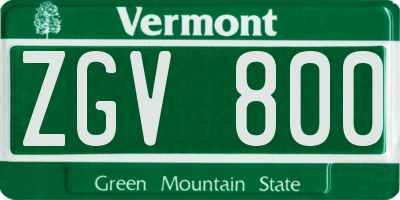 VT license plate ZGV800