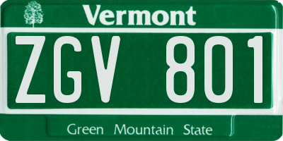 VT license plate ZGV801