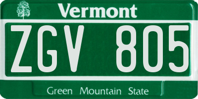 VT license plate ZGV805