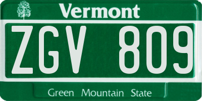 VT license plate ZGV809
