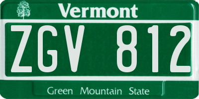 VT license plate ZGV812