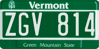 VT license plate ZGV814