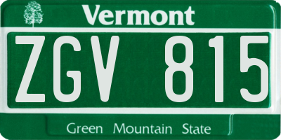 VT license plate ZGV815