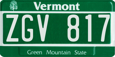 VT license plate ZGV817