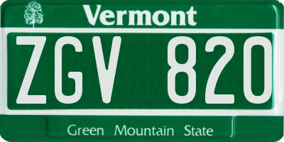 VT license plate ZGV820
