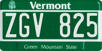 VT license plate ZGV825