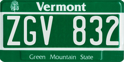 VT license plate ZGV832