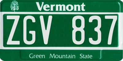 VT license plate ZGV837
