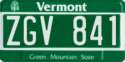 VT license plate ZGV841