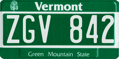 VT license plate ZGV842
