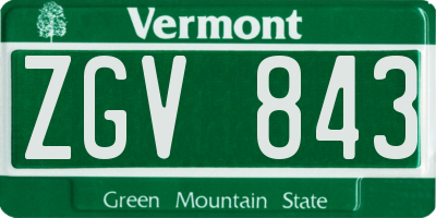 VT license plate ZGV843