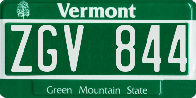 VT license plate ZGV844