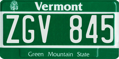 VT license plate ZGV845