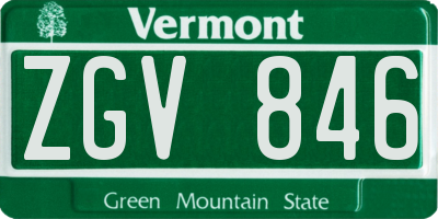 VT license plate ZGV846