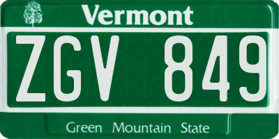 VT license plate ZGV849