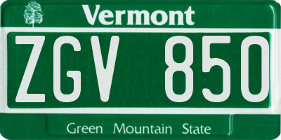 VT license plate ZGV850