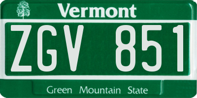 VT license plate ZGV851