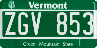 VT license plate ZGV853