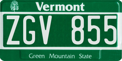 VT license plate ZGV855