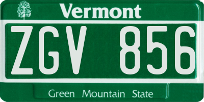 VT license plate ZGV856