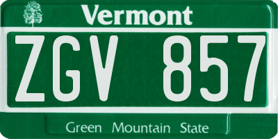 VT license plate ZGV857