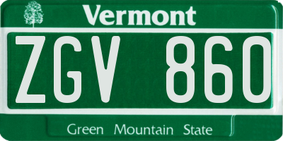 VT license plate ZGV860