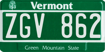VT license plate ZGV862