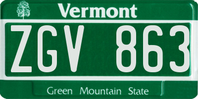 VT license plate ZGV863