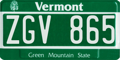 VT license plate ZGV865
