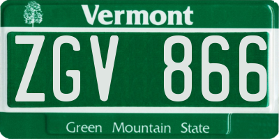 VT license plate ZGV866