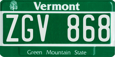 VT license plate ZGV868